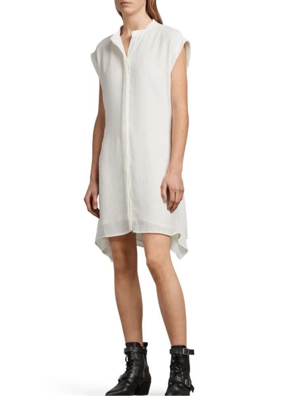 All Saints White Cap-Sleeve Shift Dress